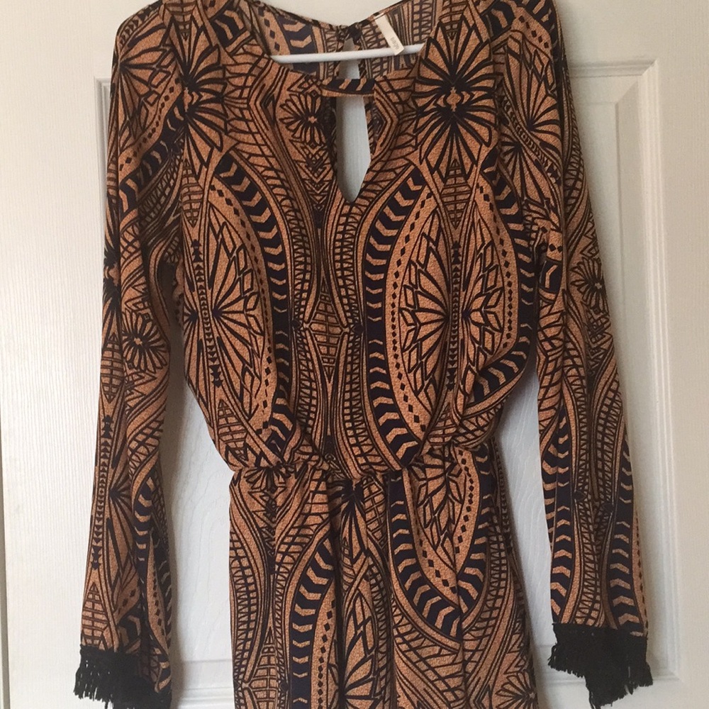 Rusty orange and navy blue romper